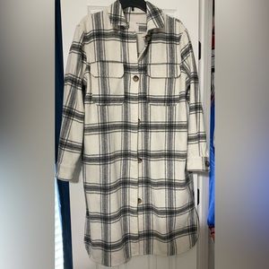 Plaid trench style coat